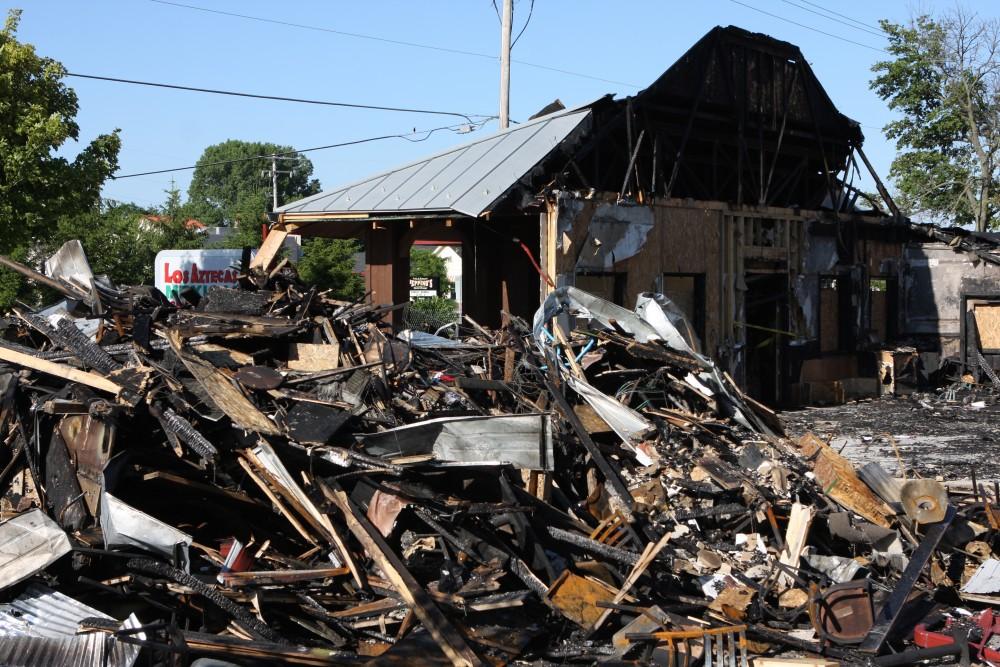 GVL / Eric Coulter
The remains of Los Aztecas restaurant on Lake Michigan Drive. The restaurant burned on Tuesday.