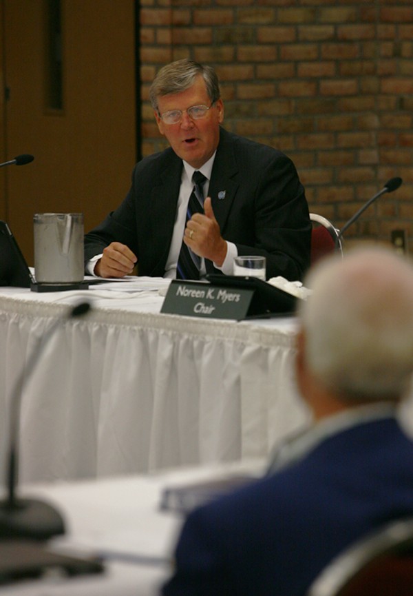 GVL / Robert Mathews
President T. Haas speaking at the recent Board of Trustees meeting. 