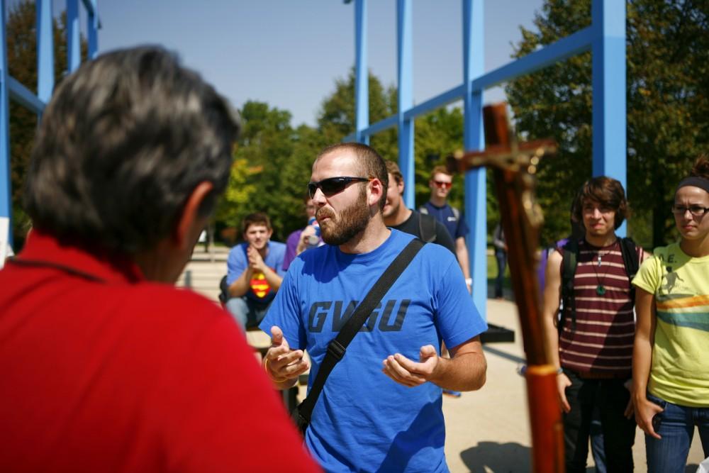 GVL / Eric Coulter
A GVSU student urges his fellow peers to be respectful