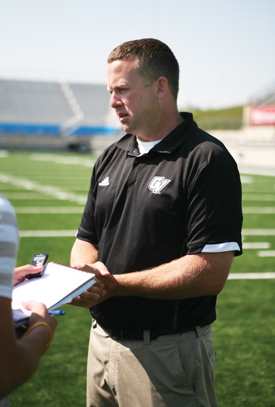 GVL / Robert Mathews
Head Coach Matt Mitchell answering questions during media day.