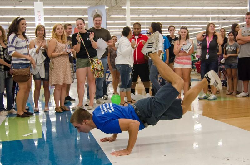 GVL/Bo Anderson Ronnie Bourdeau, a GVSU sophomore, shows off his moves during Meijer Mania.