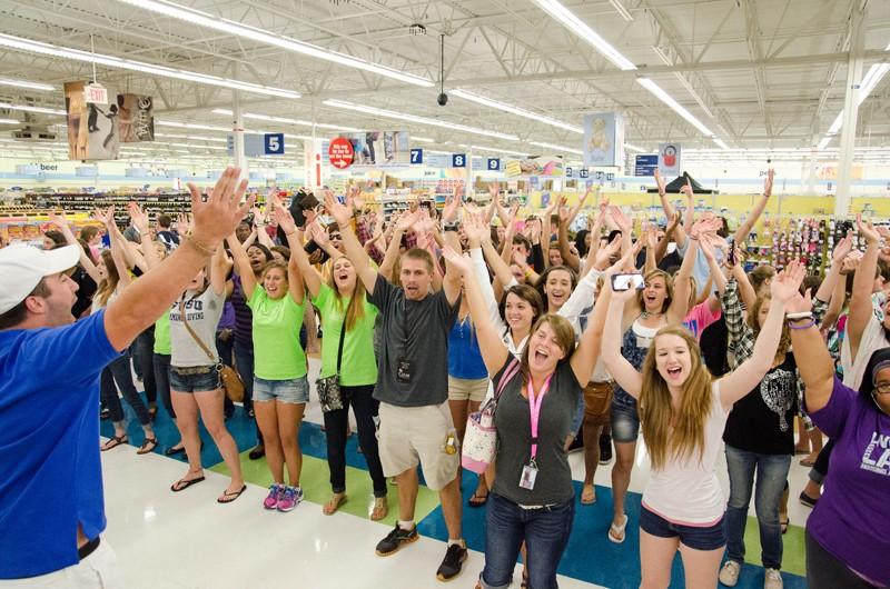 GVL/Bo Anderson Students of all ages joined in the YMCA at Meijer Mania.