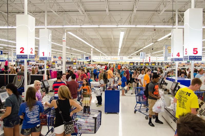 GVL/Bo Anderson Mejier's checkouts were crammed with students and parents during Meijer Mania on Tuesday.