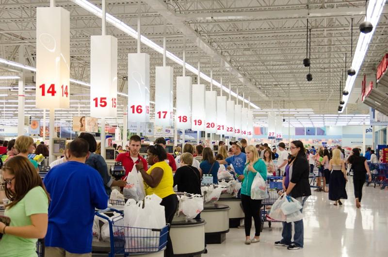 GVL/Bo Anderson Mejier's checkouts were crammed with students and parents during Meijer Mania on Tuesday.