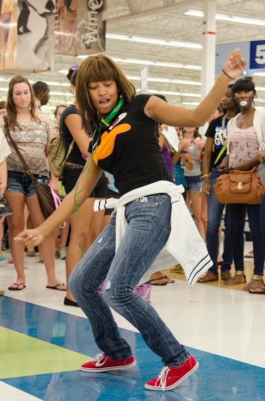 GVL/Bo Anderson Miasa Hawk taught the crowd how to Dougie during Meijer Mania.