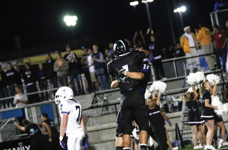 GVL / Robert Mathews 
Wide receiver Darryl Pitts (7) celebrating after a touchdown.