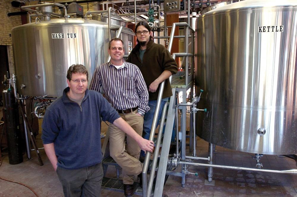 Courtesy Photo / MLive.com 

Top to bottom, Jeremy Kosmicki, head brewer, Mike Stevens, president, and David W. Engbers, vice president, at Founders Brewing Co.