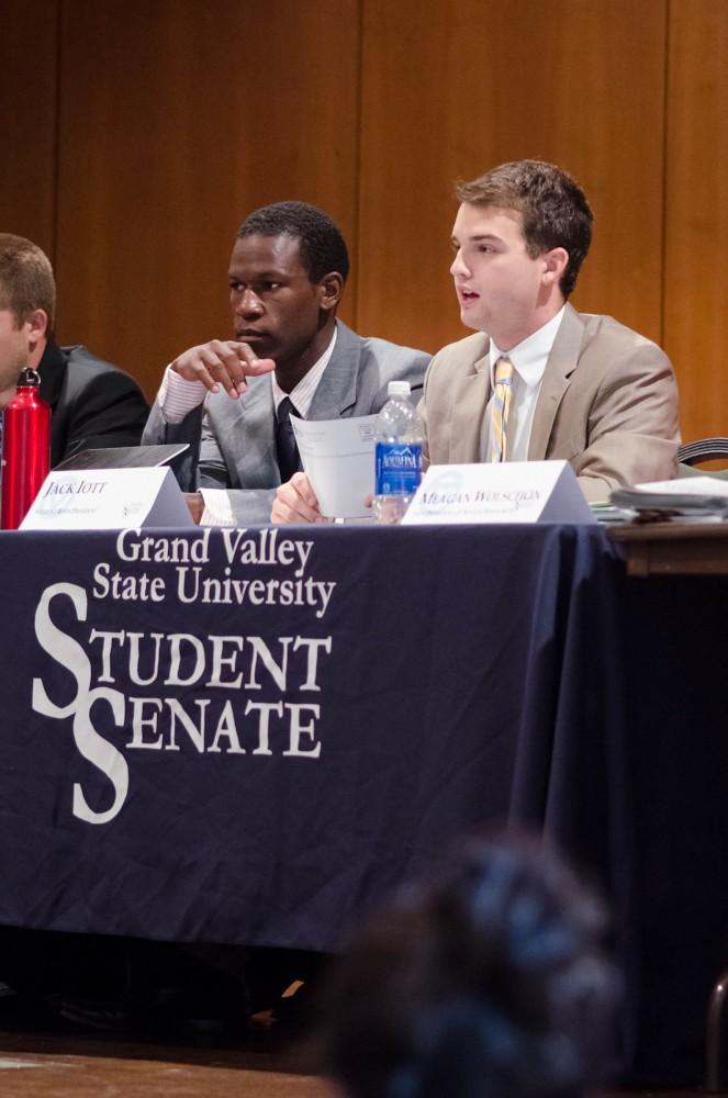 GVL/Jessica Hollenbeck Student Senate President Jack Iott speaks to the assembly during Thursdays meeting.