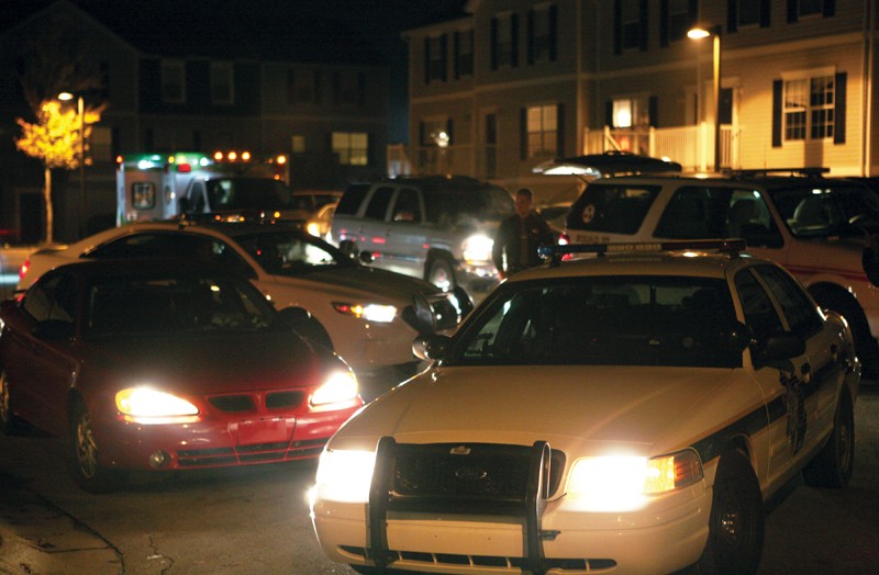 GVL / Robert Mathews
Officers responding after a call over an altercation in Copper Beech Apartments. 