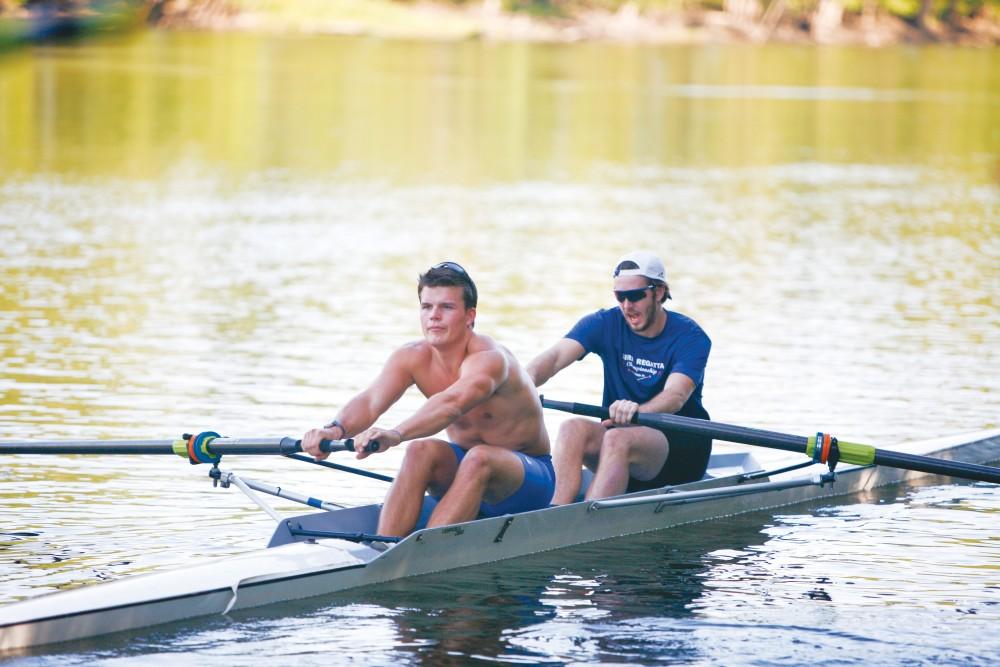 GVL / ArchiveNate Biolchini and Keegan Jahnke rows a pair out onto the Grand River