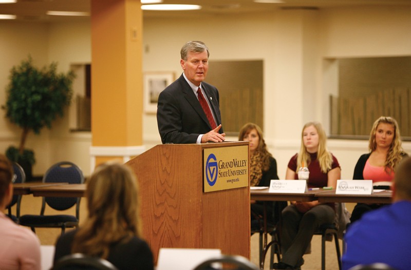 GVL / Eric CoulterPresident Thomas Haas was the guest speaker at Thursdays Student Senate meeting