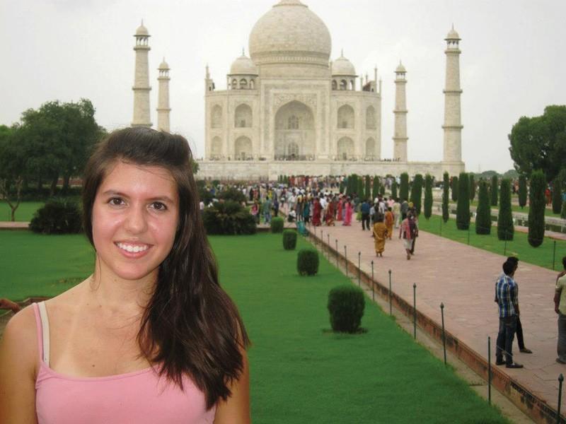 Courtesy Photo / Brittany GarzaGVSU Student Brittany Garza studying abroad in India takes a moment to pose for a picture in front of the Taj Mahal