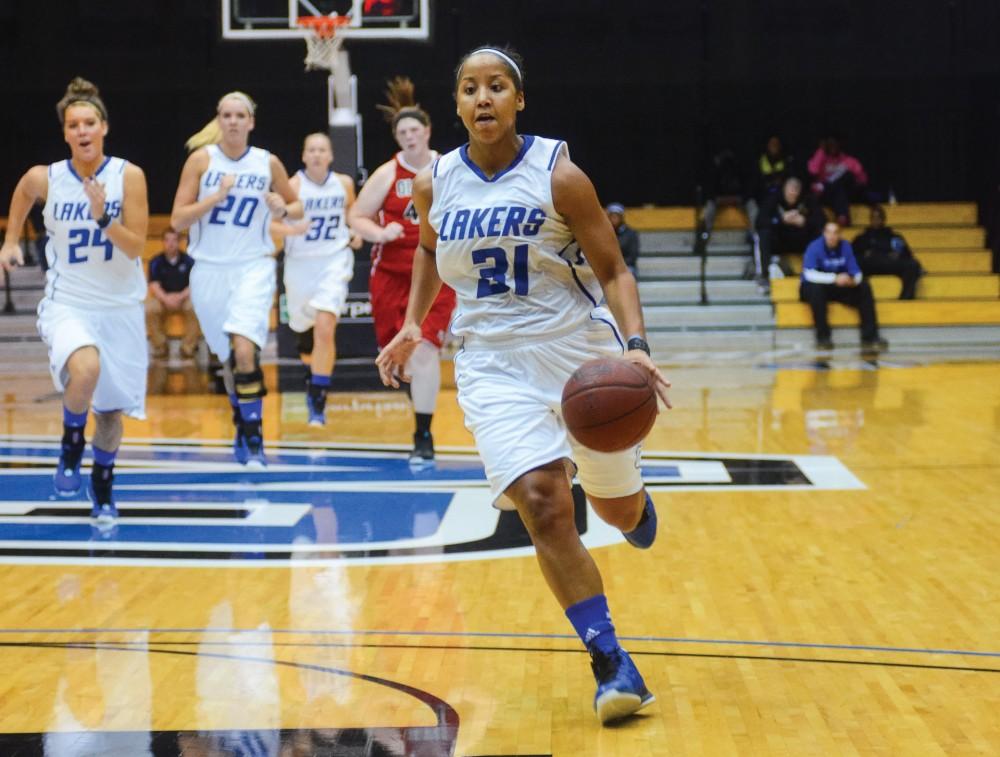 GVL/Bo AndersonBriauna Taylor leads the fast break during a game earlier this season.