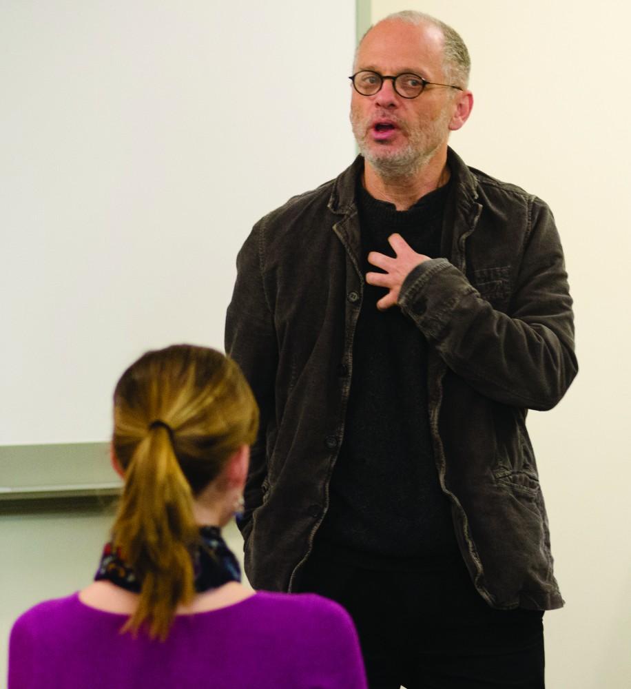 GVL/Bo AndersonPulitzer Prize winning composer David Lang speaks to a class on during his visit to GVSU this week.