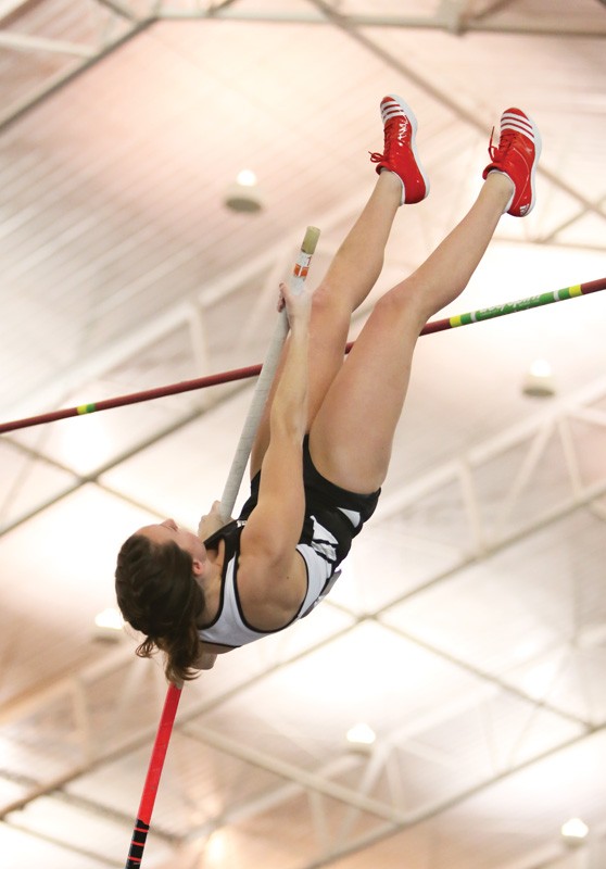 GVL / ArchiveSenior Amy Reynolds participates in the pole vault during last years Bob Eubanks Open held in the Laker Turf Building.