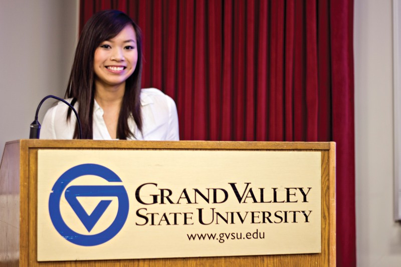 GVL / Amanda GreenwoodStudent Christine Vo during her presentation about Asian Representation in the Media.