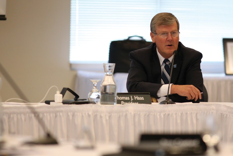 GVL / Robert Mathews
President T. Haas speaking during the recent Board of Trustees meeting. 