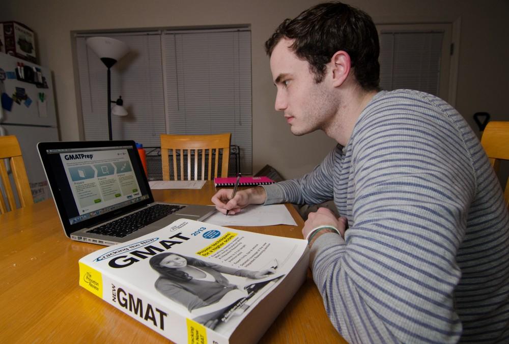 GVL/Jessica HollenbeckSenior Andrew Wellman prepares for the GMAT. Wellman is a double major in Accounting and Management