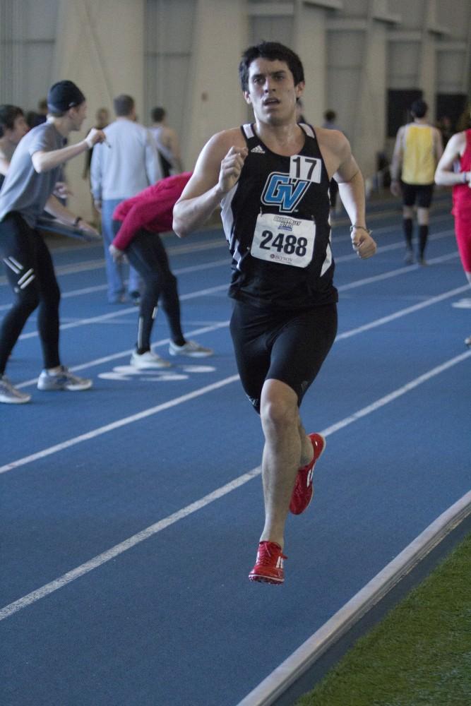 Megan Sinderson/ GVL
Kyle Flores, RS Freshman, during the 5000 meter run at the GVSU Big Meet on Friday.