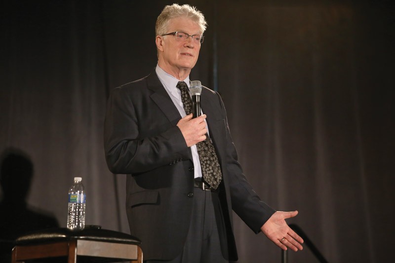 GVL / Robert Mathews
Sir Ken Robinson, author of The Element, speaks during the 2013 Community Reading Project conversation held inside the Field House. 