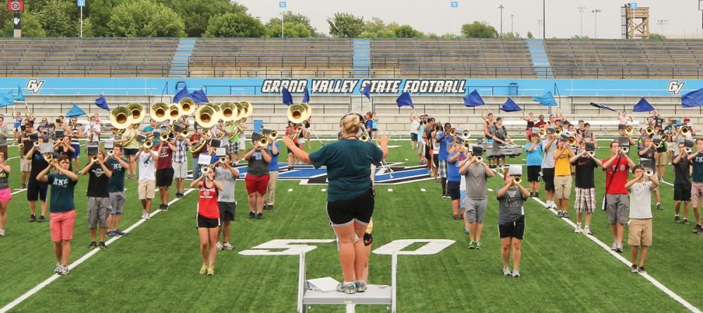 GVL / Jessica Hollenbeck

Grand Valley's Marching Band practices at Lubber's Stadium earlier this week.