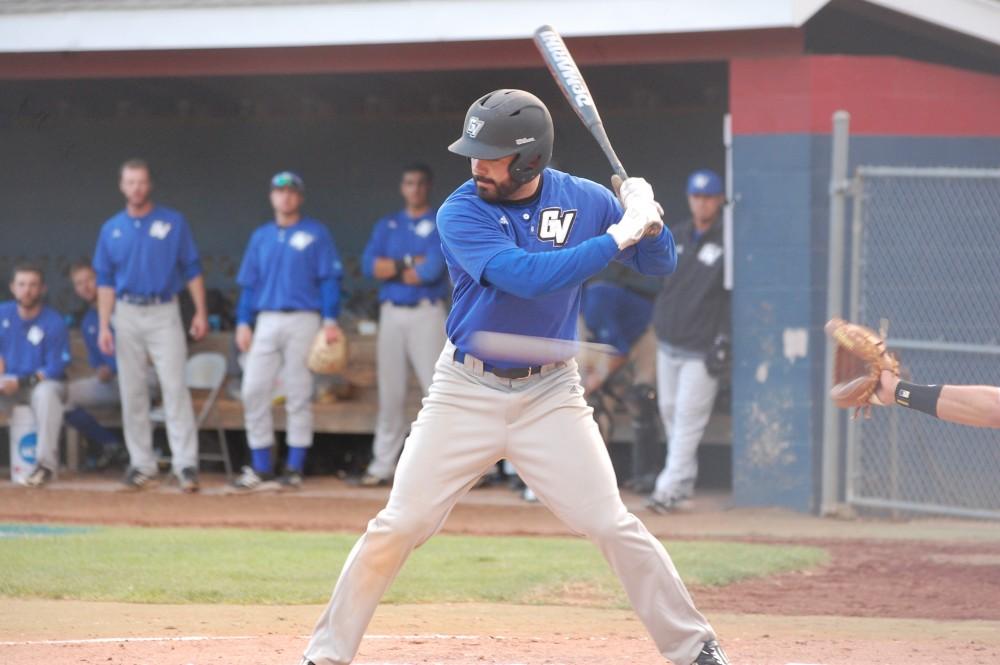 	Junior outfielder Mike Nadratowski bats against Wayne State on Friday. The Lakers finished with a 39-13 record after their 2-2 run in the NCAA Division II Midwest Regional Tournament.