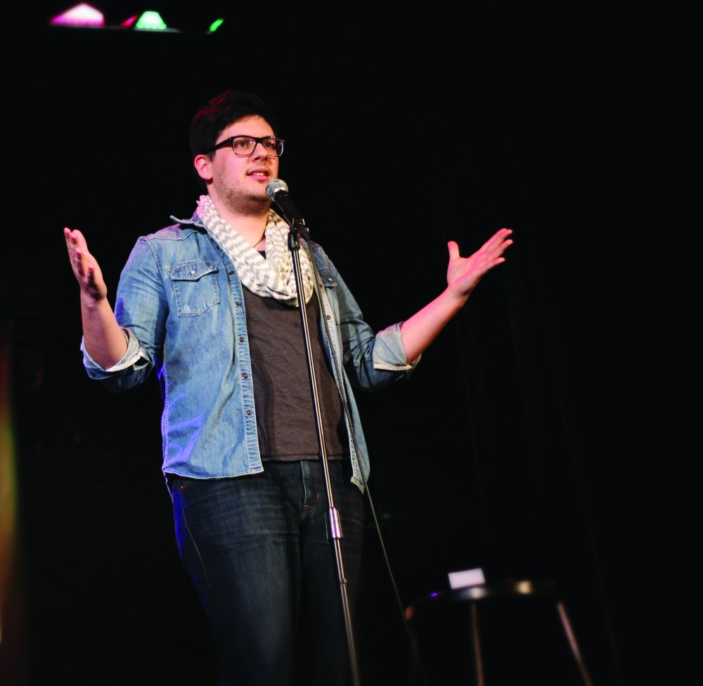 Grand Valley student and Comedian Jacob Guarjardo performs at the Wealthy Theatre for Laugh Fest. 