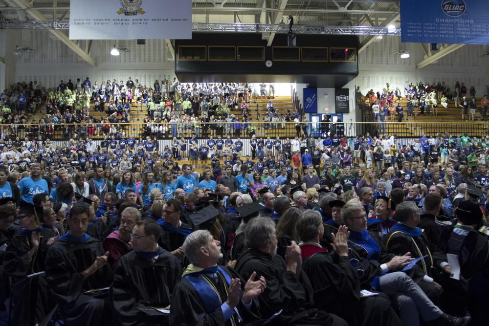 GVL / Kevin Sielaff
Grand Valley kicks off the academic year with their annual convocation ceremonies, held August 29th, 2015 inside the Fieldhouse Arena.  