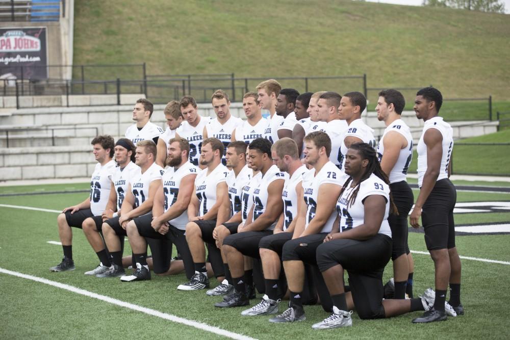 GVL / Kevin Sielaff
The Grand Valley State University football squad gathers for its annual media day Wednesday, August 19th, 2015. The afternoon aimed to promote the highly anticipated 2015 football season, while also making predictions for what the year ahead might hold.  