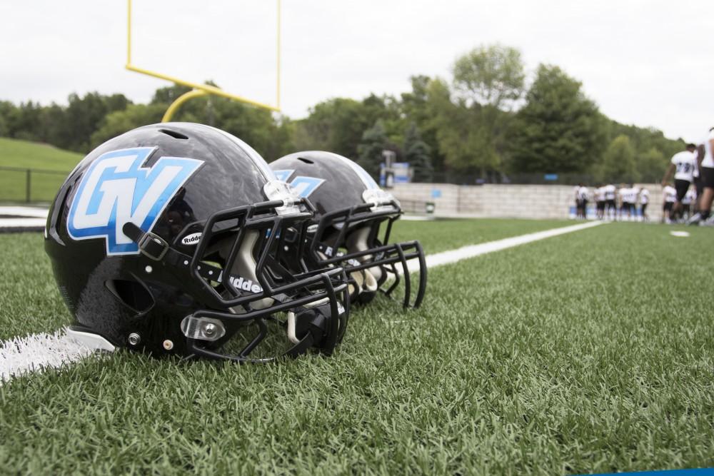 GVL / Kevin Sielaff
The Grand Valley State University football squad gathers for its annual media day Wednesday, August 19th, 2015. The afternoon aimed to promote the highly anticipated 2015 football season, while also making predictions for what the year ahead might hold.  