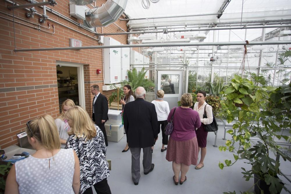 GVL / Kevin Sielaff
Grand Valley celebrates the P. Douglas Kindschi Hall of Science with a dedication ceremony Friday, August 28th, 2015. The dedication recognized both Grand Valley and state officials that made the realization of this building possible. 