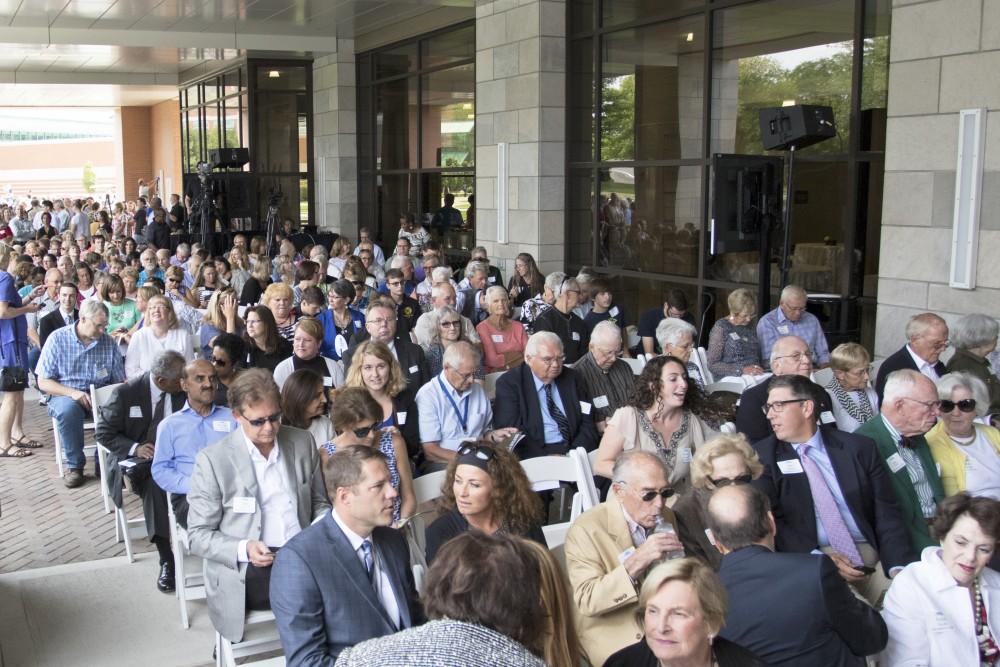 GVL / Kevin Sielaff
Grand Valley celebrates the P. Douglas Kindschi Hall of Science with a dedication ceremony Friday, August 28th, 2015. The dedication recognized both Grand Valley and state officials that made the realization of this building possible. 