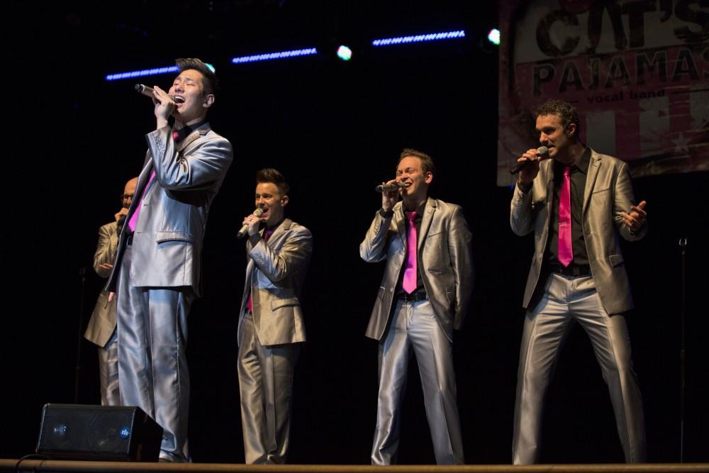 GVL / Kevin Sielaff
Peter Yang, lead tenor, performs. The Cat's Pajamas, a nationally known vocal band, headlines a concert including Grand Valley's all-women a cappella group Midnight Snack and local high school group vocalists. 