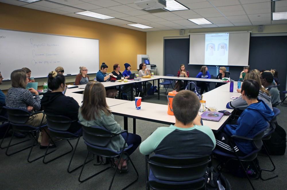 GVL / Emily Frye    
The Grand Valley State University group "Eyes Wide Open" gathers during their first meeting of the year on Sep. 21st.