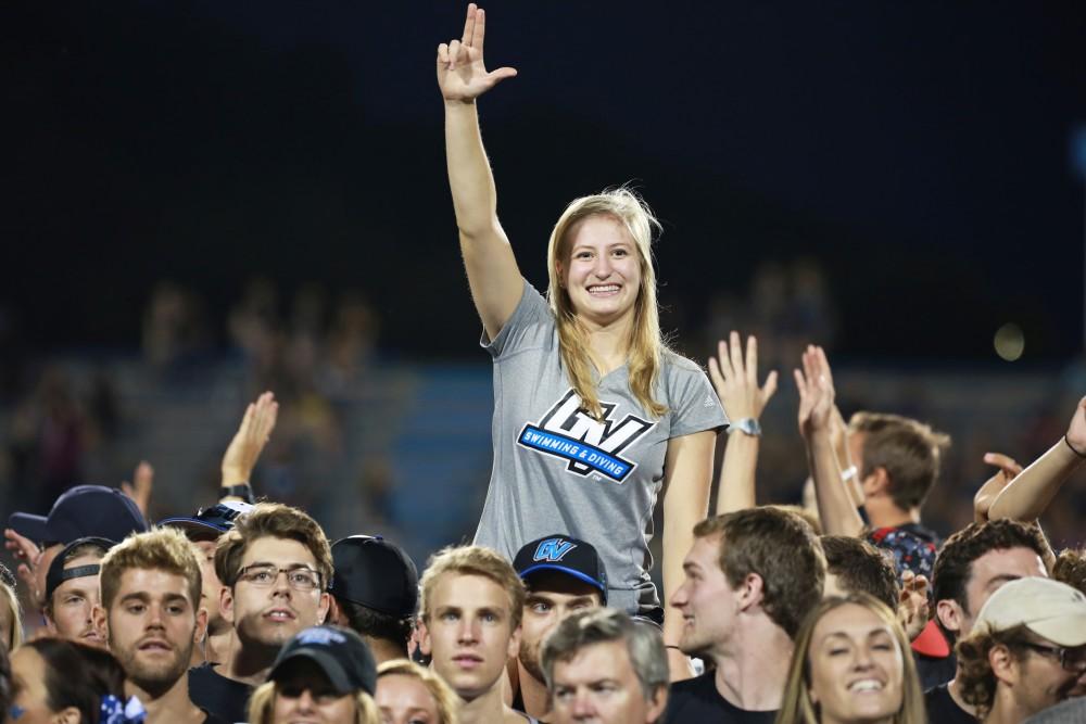 GVL / Kevin Sielaff 
The Director's Cup is presented at halftime. Grand Valley State squares off against Southwest Baptist Thursday, September 3rd, 2015 at Lubbers Stadium. 