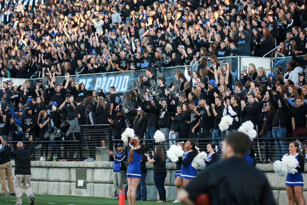 GVL / Kevin Sielaff     Grand Valley State University squares off against Ferris State University Sept. 19 at Lubbers Stadium in Allendale. The Lakers were defeated, with a final score of 61-24.