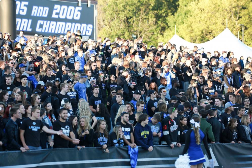 GVL / Kevin Sielaff     Grand Valley State University squares off against Ferris State University Sept. 19 at Lubbers Stadium in Allendale. The Lakers were defeated, with a final score of 61-24.