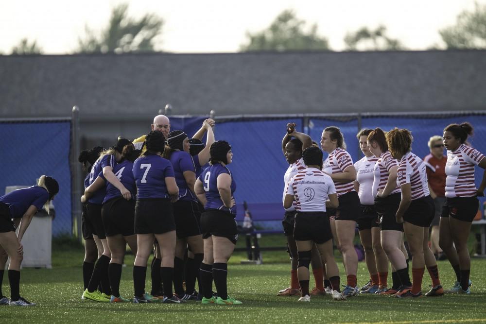 GVL / Sara Carte
Grand Valley’s Women’s Club Rugby team goes against Indiana University on Friday night, Septemeber 4, 2015.