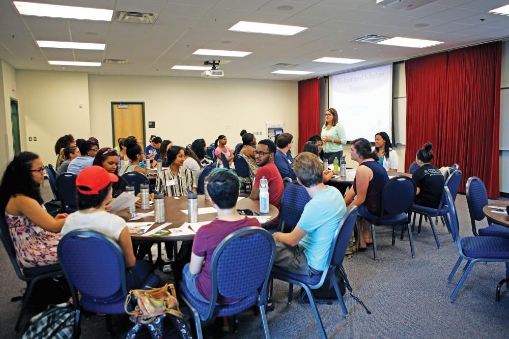 GVL / Emily Frye The Multicultural Scholars Program kicking off the year with food, friends, and fun on Tuesday September 1st, 2015. The group brings together Grand Valley students of all types to develop leadership skills they can take back to the community.