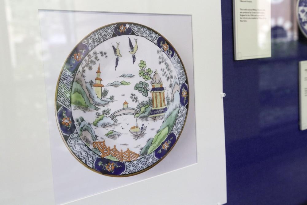 GVL / Sara Carte
“Tiffany Willow Pattern Plate” is featured in the gallery, “China in Western Minds”, now showing at the Blue Wall Gallery at DeVos Building downtown Grand Rapids on Oct. 23.