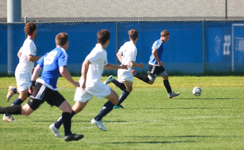 GVL / Kevin Sielaff - Grand Valley's club soccer team sqaures off against Notre Dame University Oct. 11.