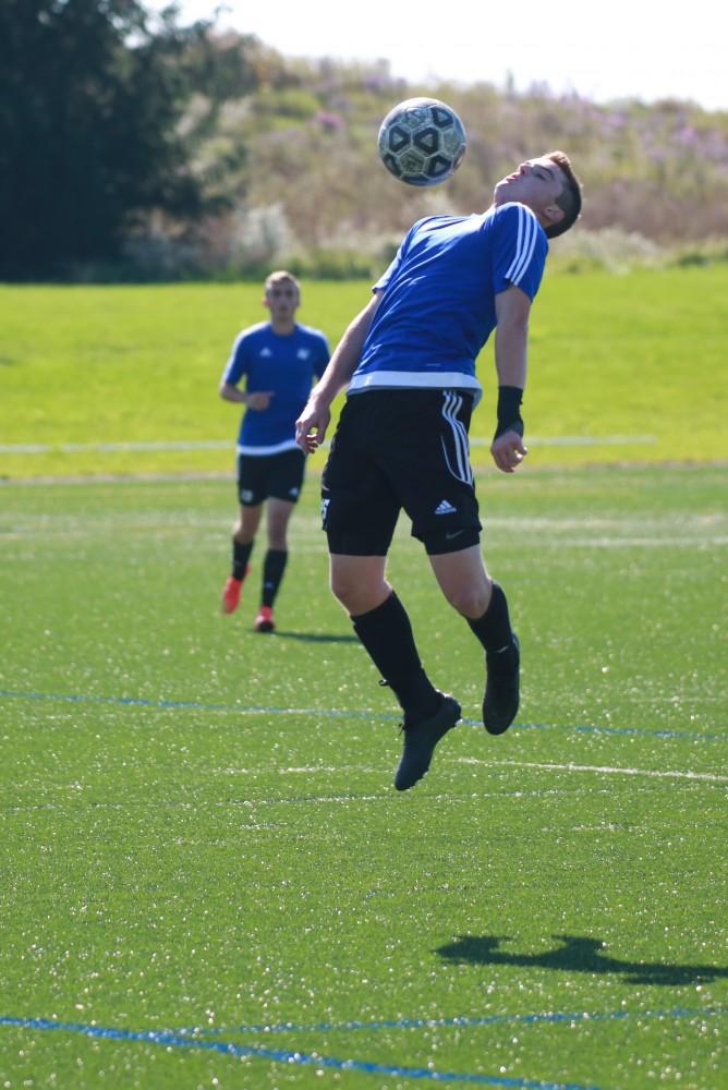 GVL / Kevin Sielaff - Grand Valley's club soccer team sqaures off against Notre Dame University Oct. 11.