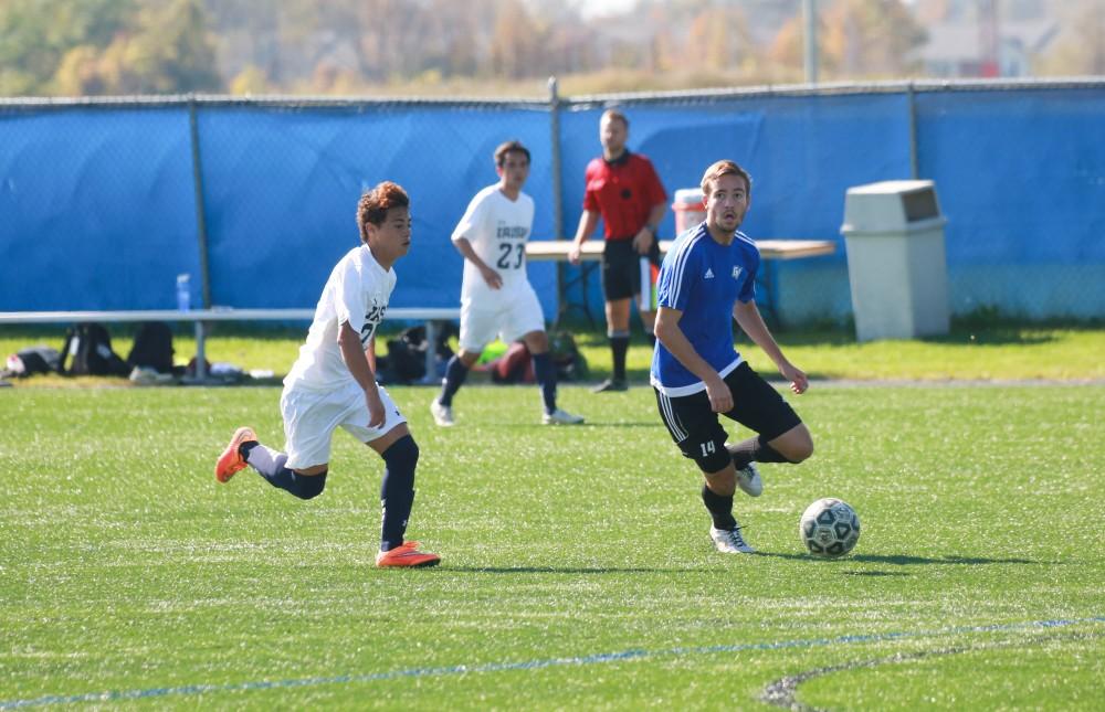 GVL / Kevin Sielaff - Grand Valley's club soccer team sqaures off against Notre Dame University Oct. 11.