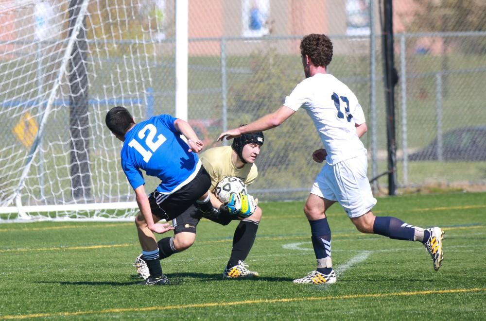 GVL / Kevin Sielaff - Grand Valley's club soccer team sqaures off against Notre Dame University Oct. 11.