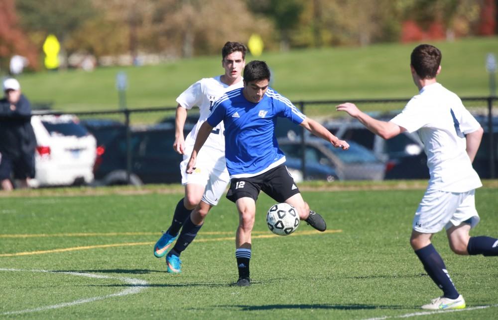 GVL / Kevin Sielaff - Grand Valley's club soccer team sqaures off against Notre Dame University Oct. 11.