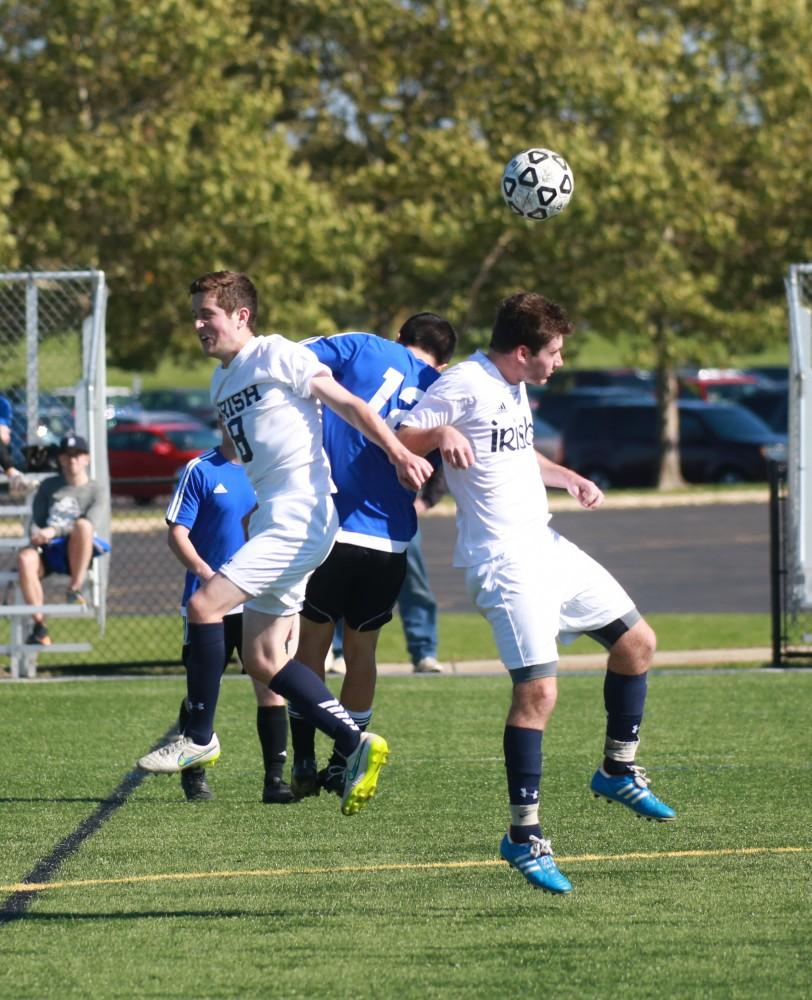 GVL / Kevin Sielaff - Grand Valley's club soccer team sqaures off against Notre Dame University Oct. 11.