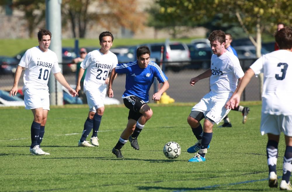 GVL / Kevin Sielaff - Grand Valley's club soccer team sqaures off against Notre Dame University Oct. 11.