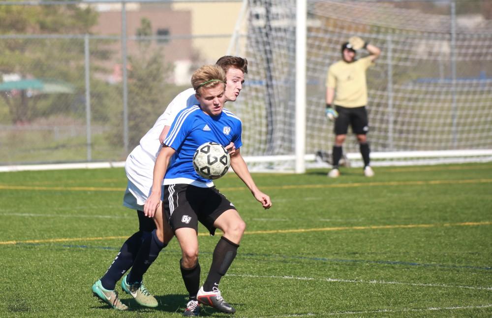 GVL / Kevin Sielaff - Grand Valley's club soccer team sqaures off against Notre Dame University Oct. 11.