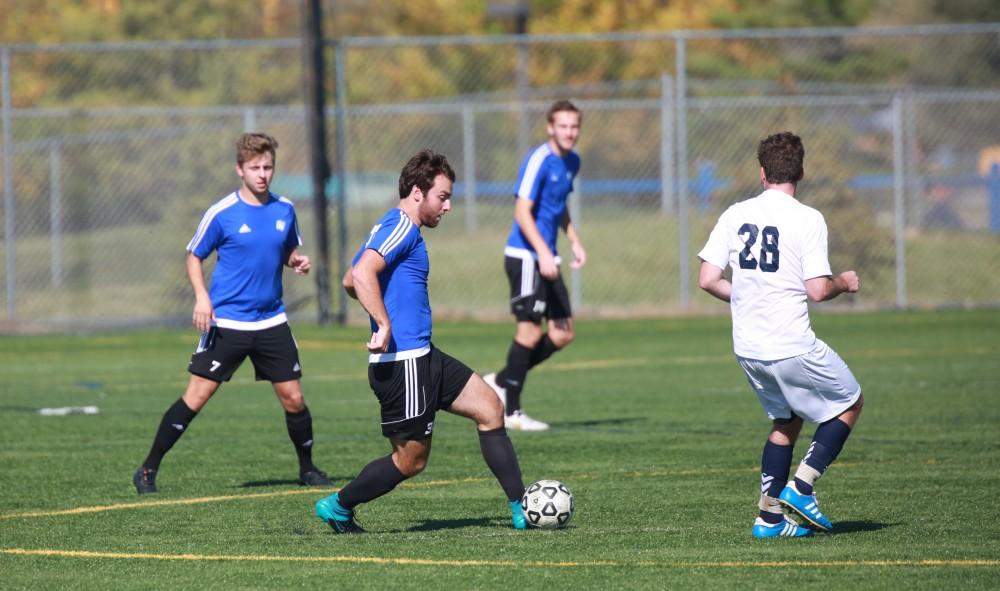 GVL / Kevin Sielaff - Grand Valley's club soccer team sqaures off against Notre Dame University Oct. 11.