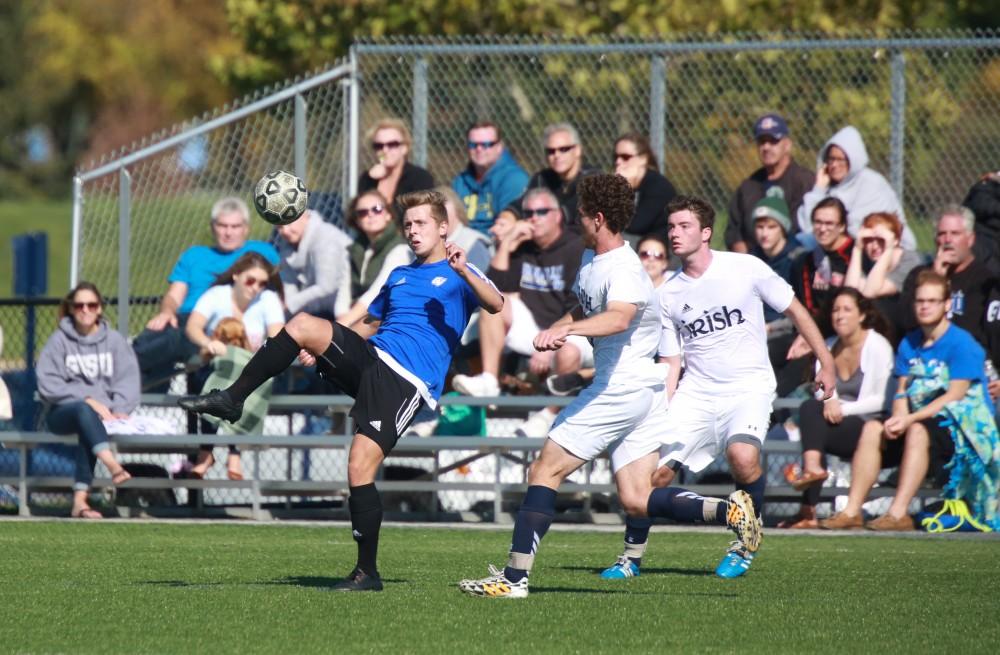 GVL / Kevin Sielaff - Grand Valley's club soccer team sqaures off against Notre Dame University Oct. 11.